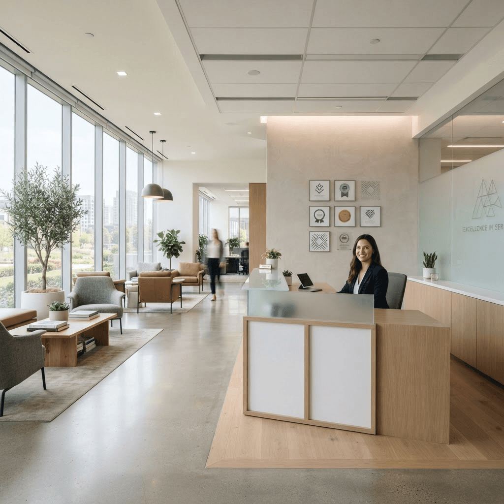 Modern professional office reception area